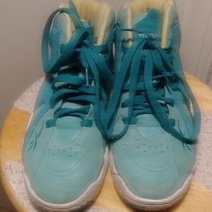 Blue and White Reebok shoes